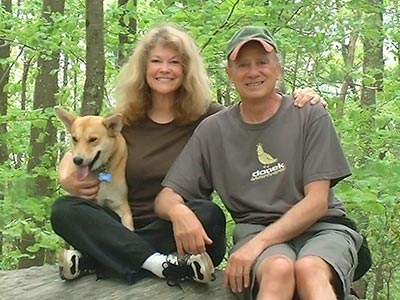 Linda and Nick Barbadoro with a dog friend